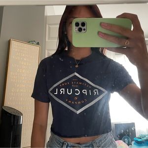navy blue cropped ripcurl shirt